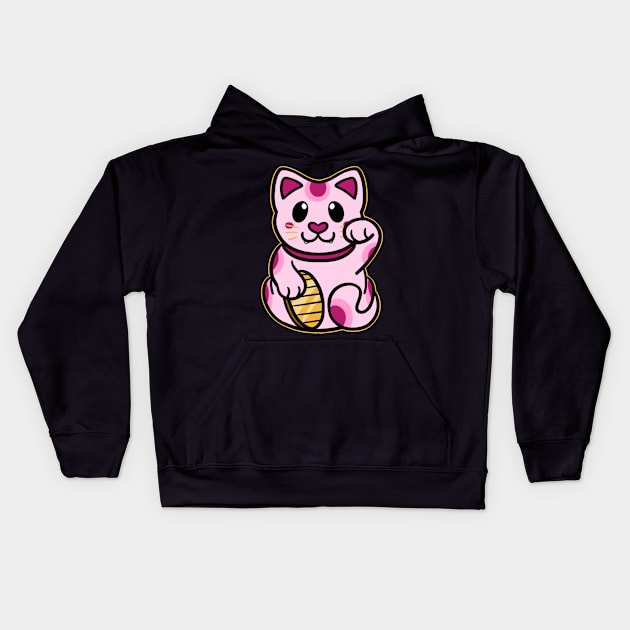 Cute Maneki Neko - Pink Kids Hoodie by leashonlife